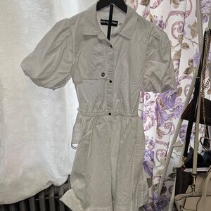 Karl Lagerfeld Cream Puff Sleeve Shirt Dress